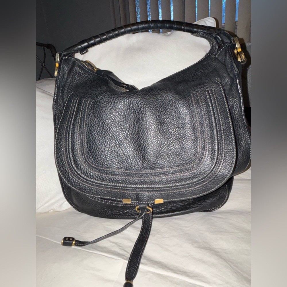Chloe Elegant Marcie Black Leather Bag - Picture 7 of 16